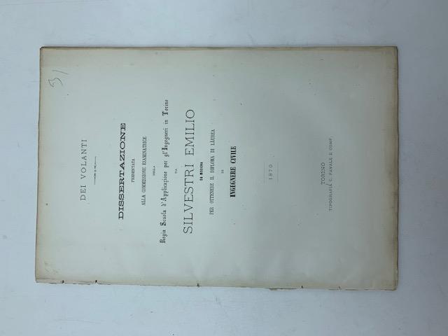 Dei volanti. Dissertazione