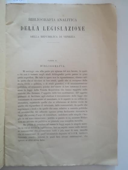 Bibliografia analitica della legislazione della Repubblica di Venezia, 1871 - Antonio Valsecchi - copertina