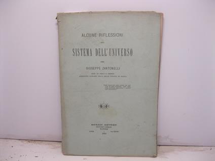 Alcune riflessioni sul sistema dell'universo - Giuseppe Zantonelli - copertina