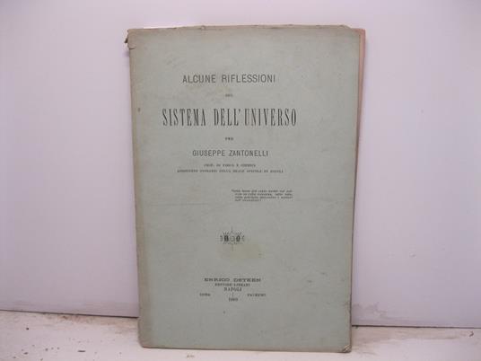 Alcune riflessioni sul sistema dell'universo - Giuseppe Zantonelli - copertina