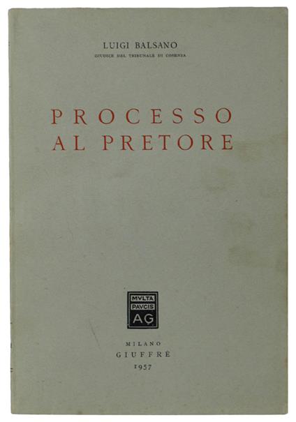Processo Al Pretore - Luigi Balsamo - copertina