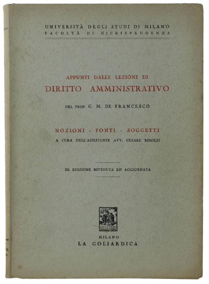 Appunti Dalle Lezioni Di Diritto Amministrativo : Nozioni - Gemma De Francesco - copertina