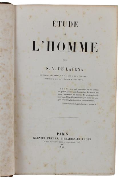 Etude De L'Homme - copertina