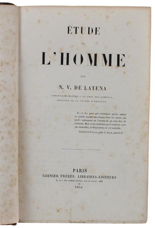 Etude De L'Homme - copertina