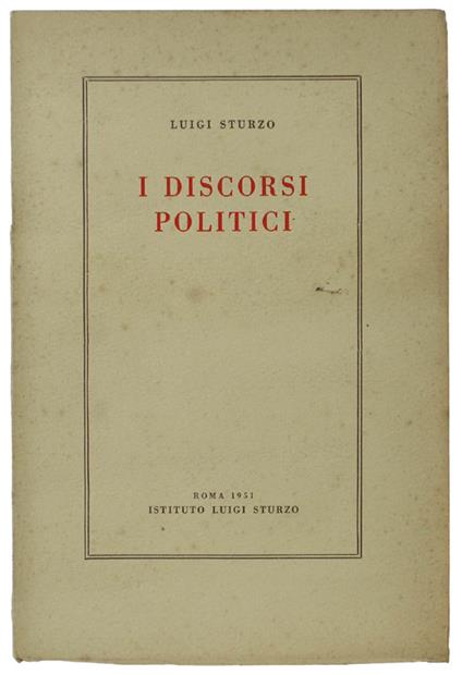 I Discorsi Politici - Luigi Sturzo - copertina