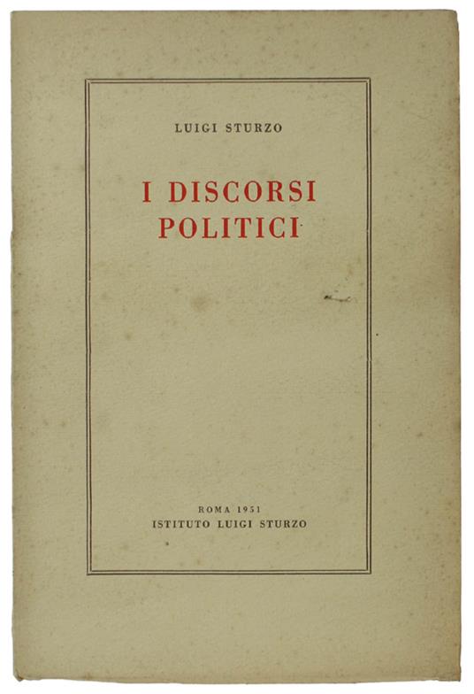 I Discorsi Politici - Luigi Sturzo - copertina