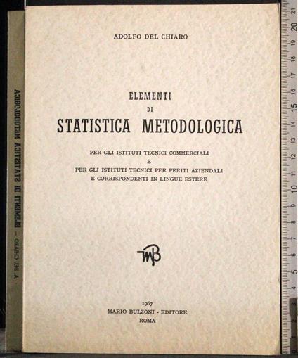 Elementi di Statistica metodologica - Adolfo Del Chiaro - copertina