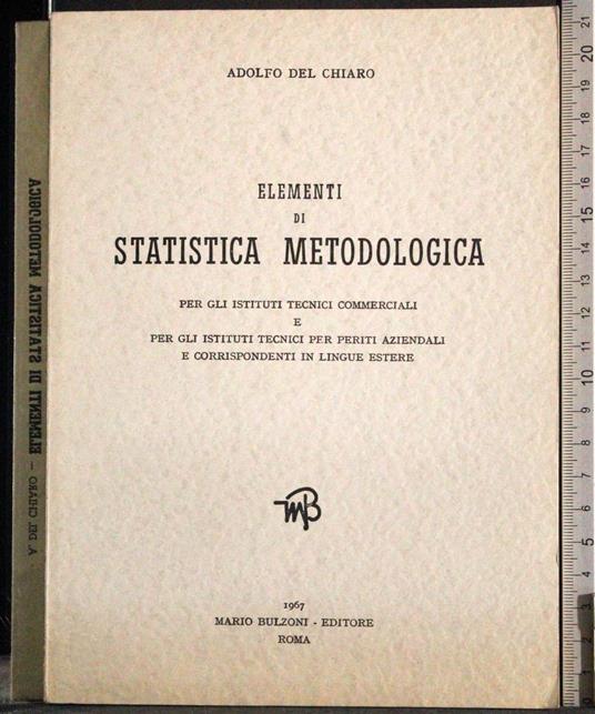 Elementi di Statistica metodologica - Adolfo Del Chiaro - copertina