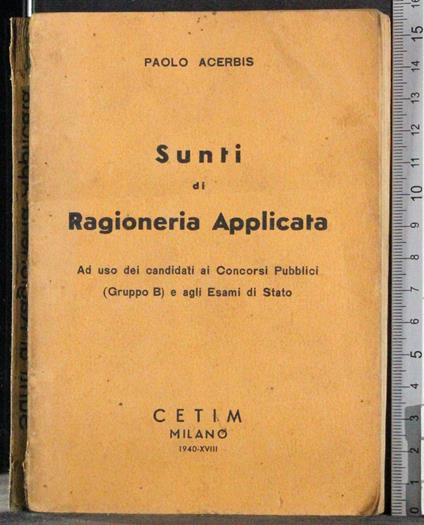 Sunti di Ragioneria applicata - copertina