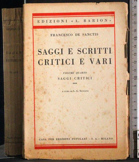 Saggi e scritti critici e vari. Vol 4 - Francesco De Santics - copertina