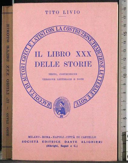 Il libro XXX delle storie - Tito Livio - copertina