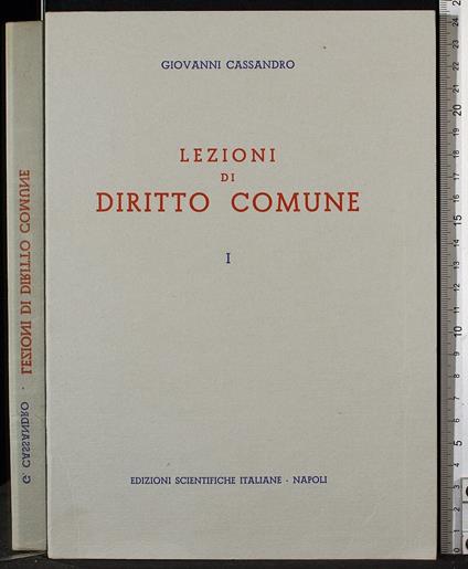 Lezioni di diritto comune. Vol 1 - Giovanni Cassandro - copertina