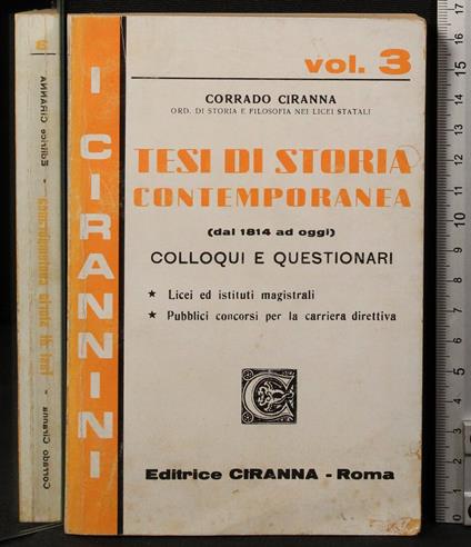 Tesi di storia contemporanea. Vol 3 - Corrado Ciranna - copertina
