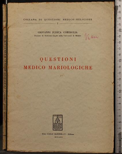 Questioni Medico Mariologiche - Giovanni Judica Cordiglia - copertina