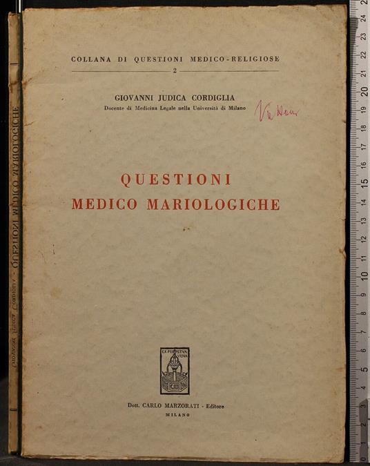 Questioni Medico Mariologiche - Giovanni Judica Cordiglia - copertina