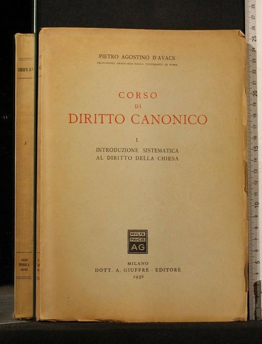 Corso di Diritto Canonico Vol 1 Introduzione Sistematica Al - Pietro Agostino D'Avack - copertina