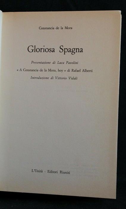 Gloriosa Spagna - Constancia de La Mora - copertina