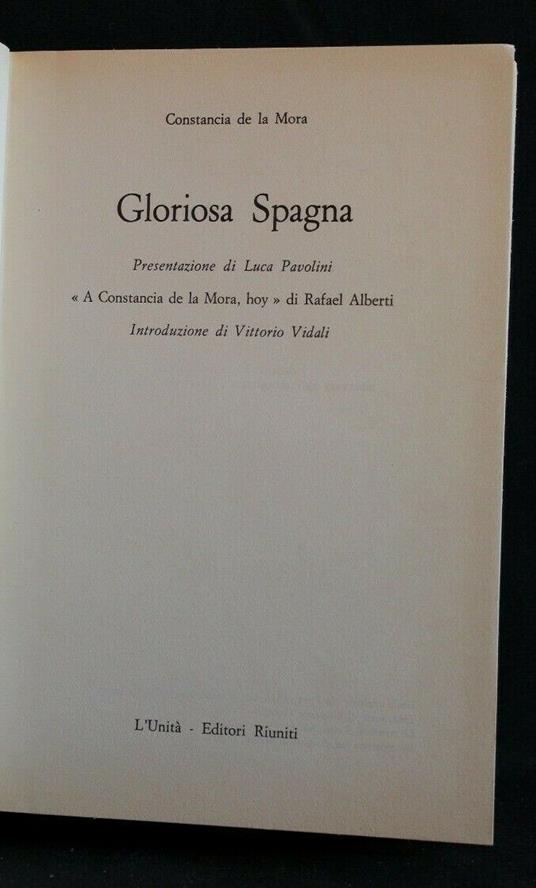 Gloriosa Spagna - Constancia de La Mora - copertina