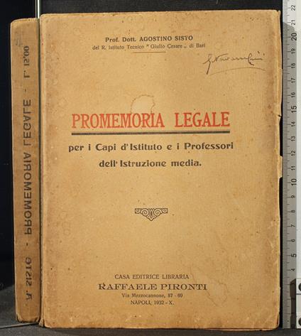 Promemoria legale - Agostino Sisto - copertina