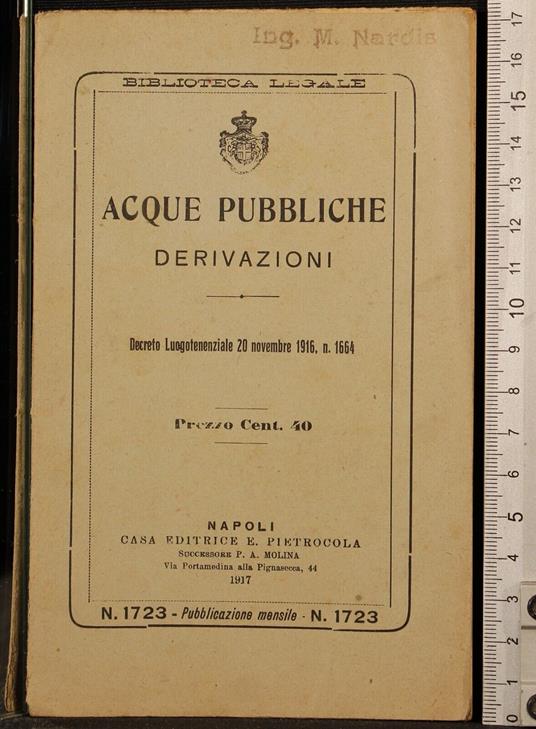 Acque pubbliche. Derivazioni - copertina