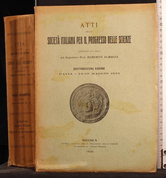 Atti società italiana progresso delle scienze. 14a riunione - copertina