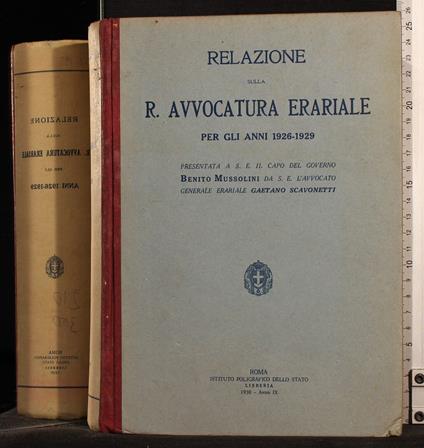 Relazione avvocatura erariale. 1926-1929 - copertina
