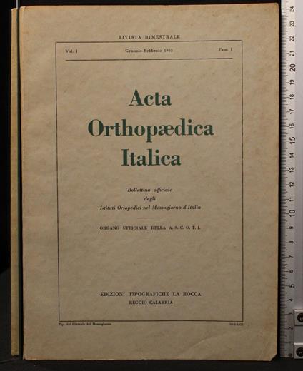 Acta Orthopaedica Italica Vol I Fasc I - copertina