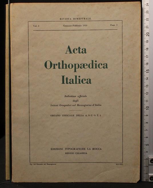 Acta Orthopaedica Italica Vol I Fasc I - copertina