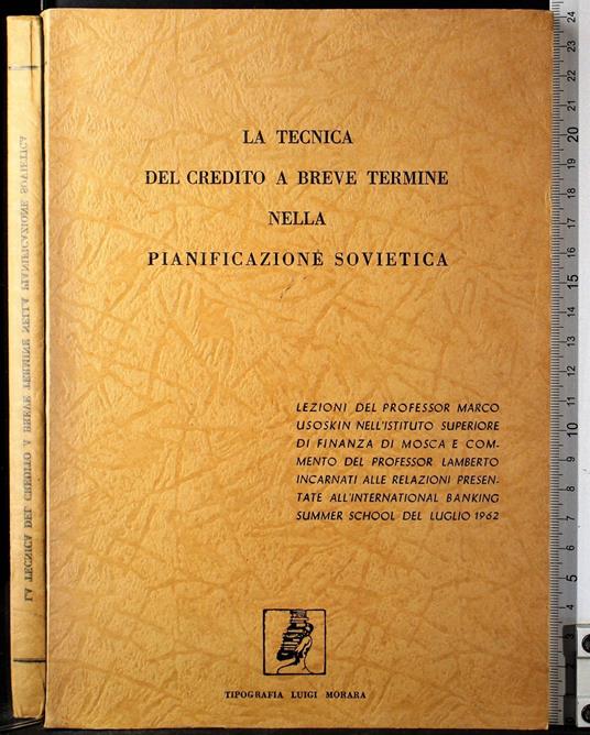 La tecnica del credito a breve termine nella pianificaz. - copertina