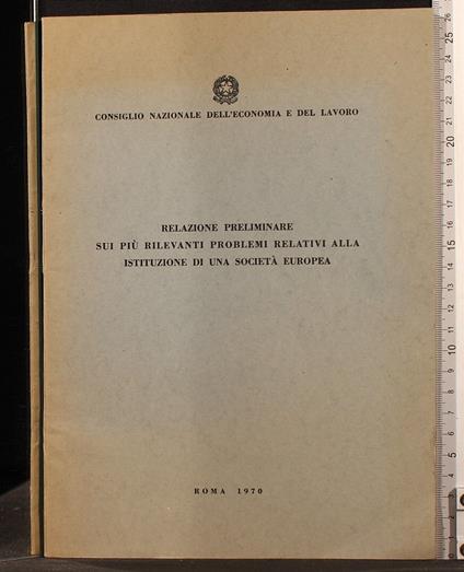 Relazione preliminare sui più rilevanti problemi. - copertina