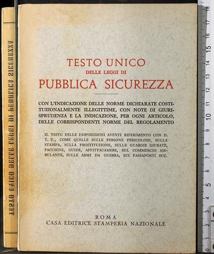 Testo unico delle leggi di pubblica sicurezza - copertina