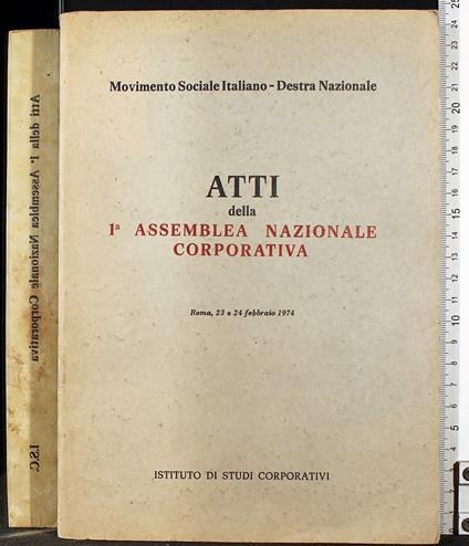 Atti della 1° assemblea nazionale corporativa - copertina