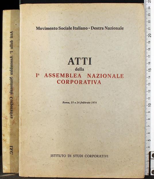 Atti della 1° assemblea nazionale corporativa - copertina