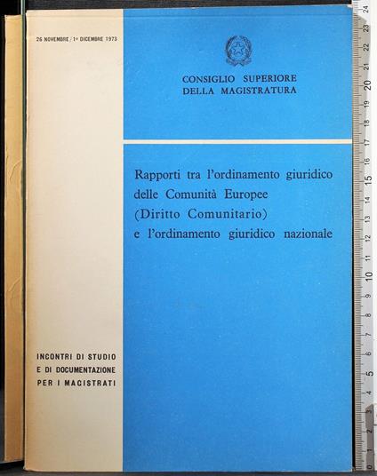 Rapporti tra l'ordinamento giuritico delle Comunità Europee - copertina