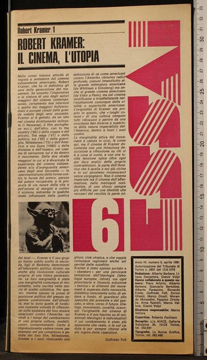 Essai 6. Robert Kramer: Il Cinema, L'Utopia - copertina