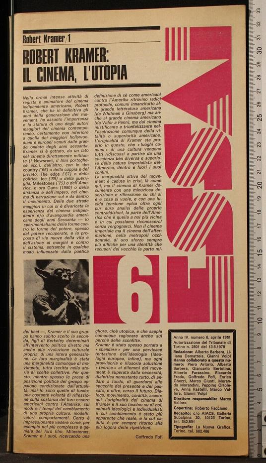 Essai 6. Robert Kramer: Il Cinema, L'Utopia - copertina