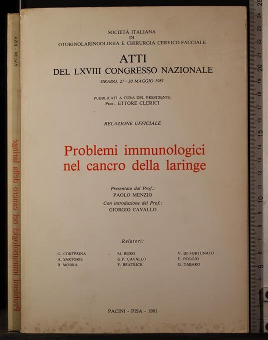Atti LXVIII Congresso… Problemi immunologici nel cancro della. - copertina
