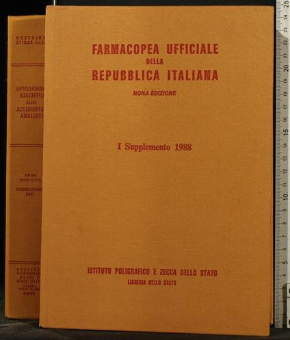 Farmacopea Ufficiale Della Repubblica Italiana.1 Supplemento 1988 - copertina