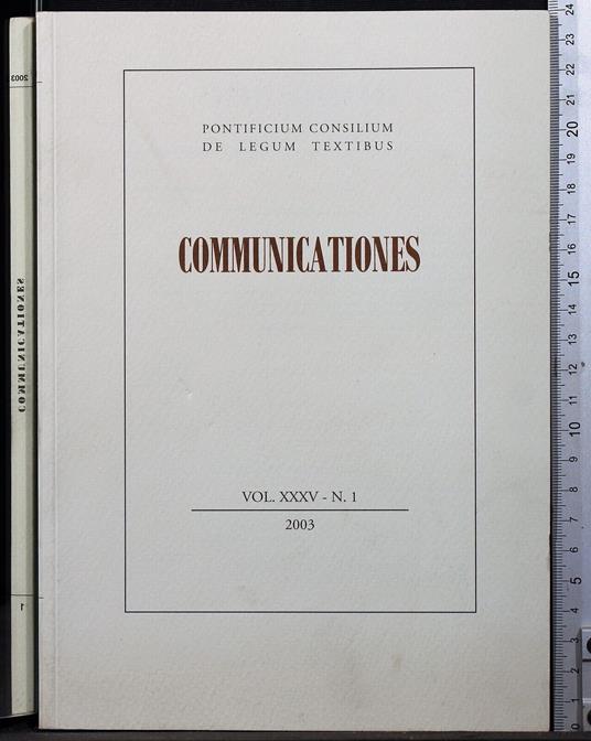 Comunicationes. Vol XXXV-N 1 - copertina