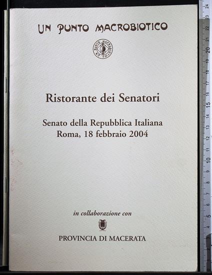 Un punto macrobiotico. Ristorante dei senatori - copertina
