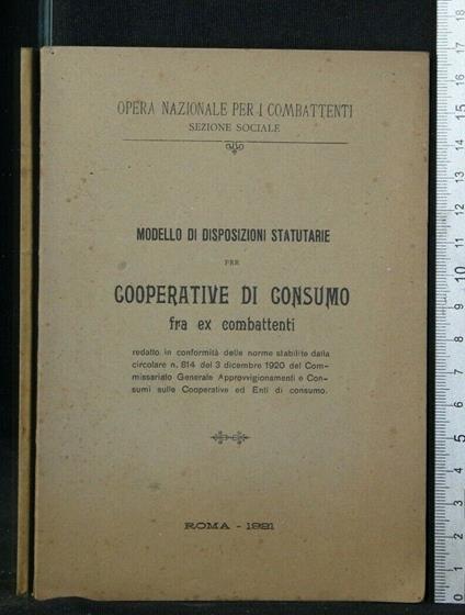 Modello di Disposizioni Statutarie per Cooperative di Consumo - copertina