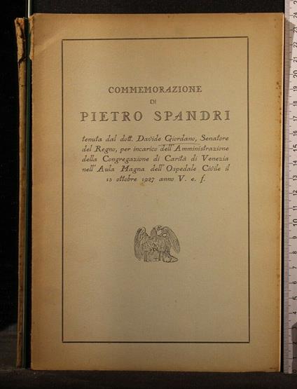 Commemorazione di Pietro Spandri - copertina