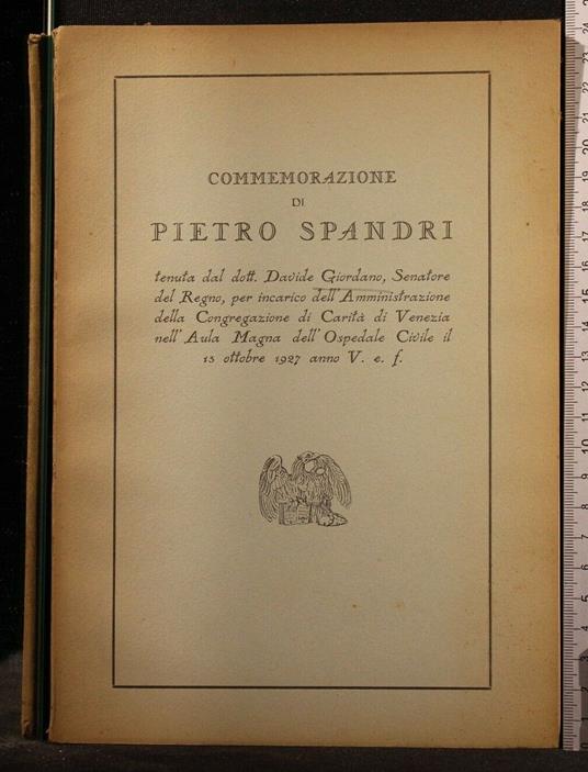 Commemorazione di Pietro Spandri - copertina