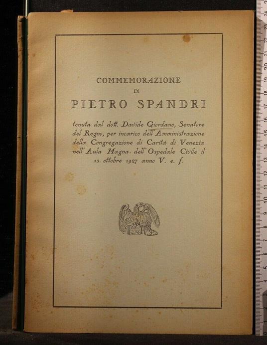 Commemorazione di Pietro Spandri - copertina