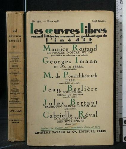 Les Oeuvres Libres Recueil Litteraire Mensuel Ne Publiant Que De - copertina