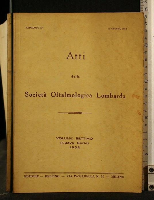 Atti Della Società Oftalmologica Lombarda Vol 7 Fasc 2 29 - copertina