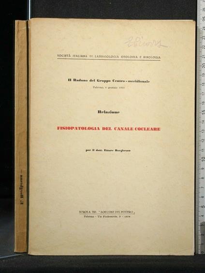 Relazione Fisiopatologia Del Canale Cocleare - copertina