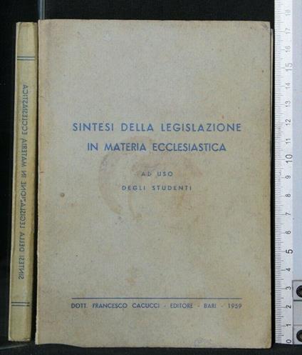 Sintesi Della Legislazione in Materia Ecclesiastica - copertina
