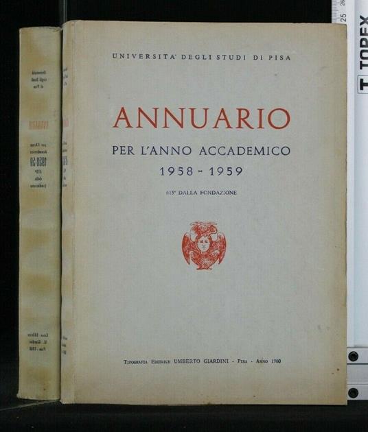Annuario per L'Anno Accademico 1958-1959 - copertina
