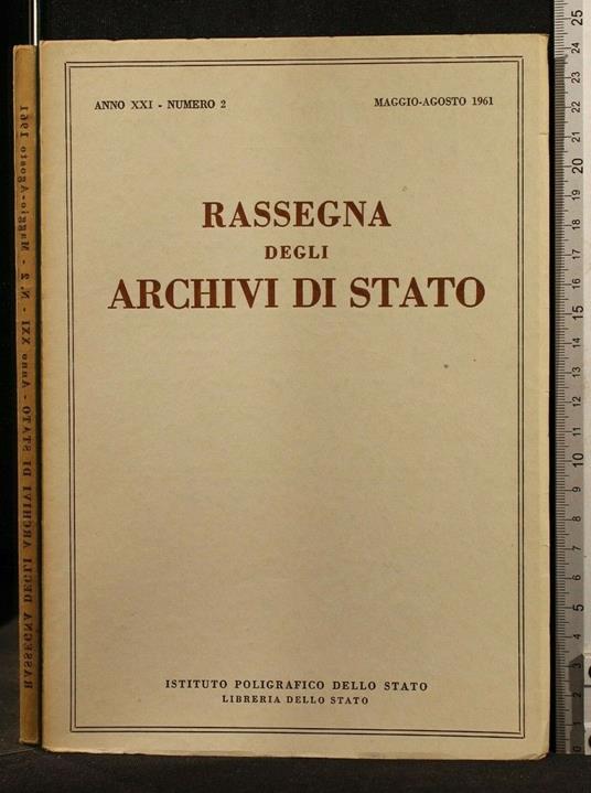 Rassegna Degli Archivi di Stato N2 Maggio/Agosto 1961 - copertina
